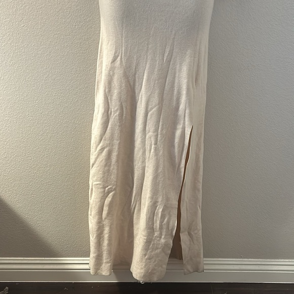 Princess Polly Barallen Long Sleeve Beige Knit Square Neck Side Slit Maxi Dress - Picture 5 of 13